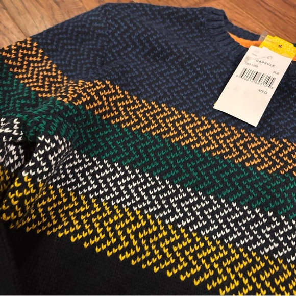 Capsule Chest Stripe Crew Neck Pullover Sweater Navy Multicolor Size M NWT - Picture 7 of 8